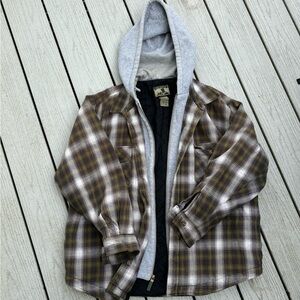 Field and stream flannel jacket with hood